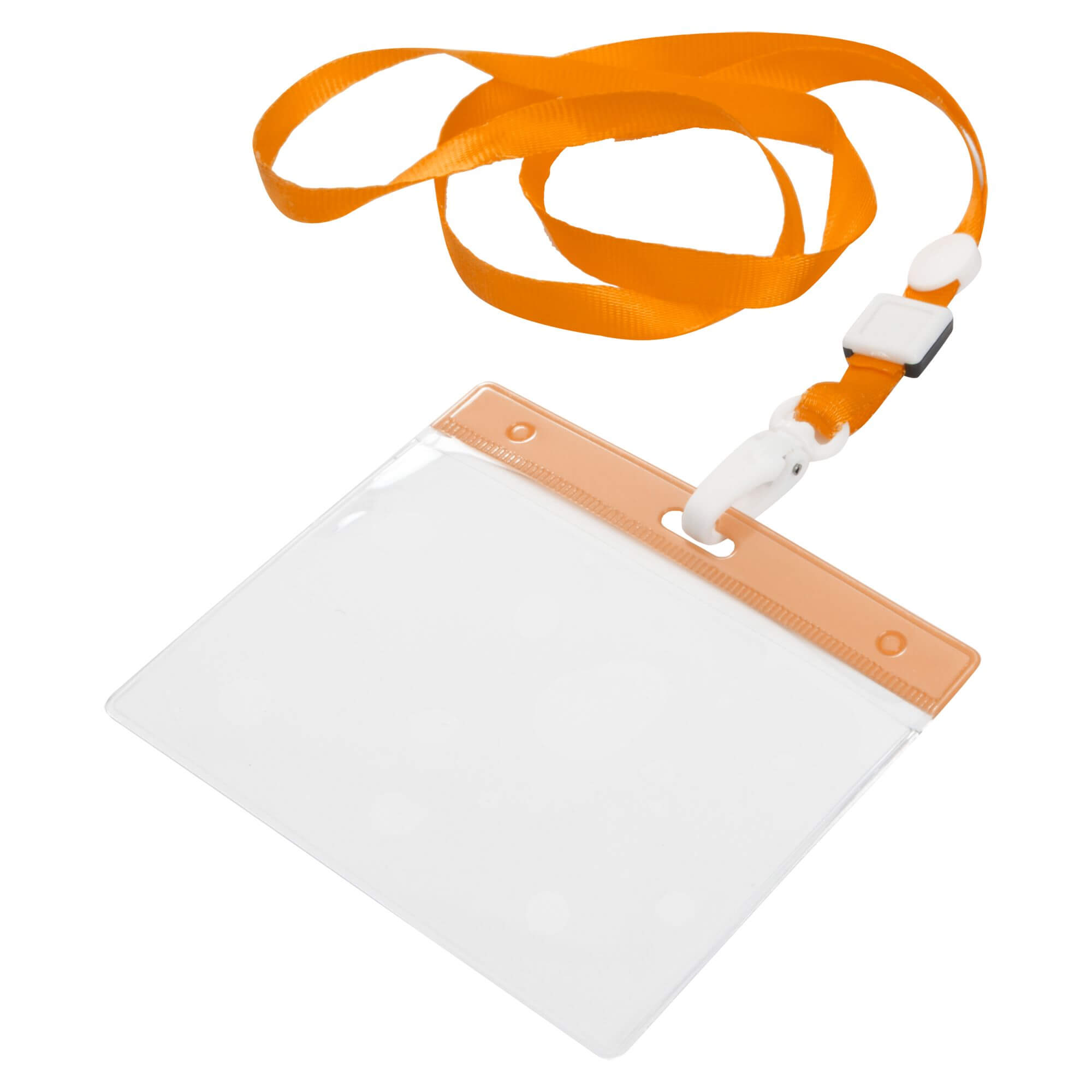 Ausweishülle mit Band Lanyard Kartenhülle Kartenhalter Querformat innen (B x H) max.: 100 mm x 75 mm Orange