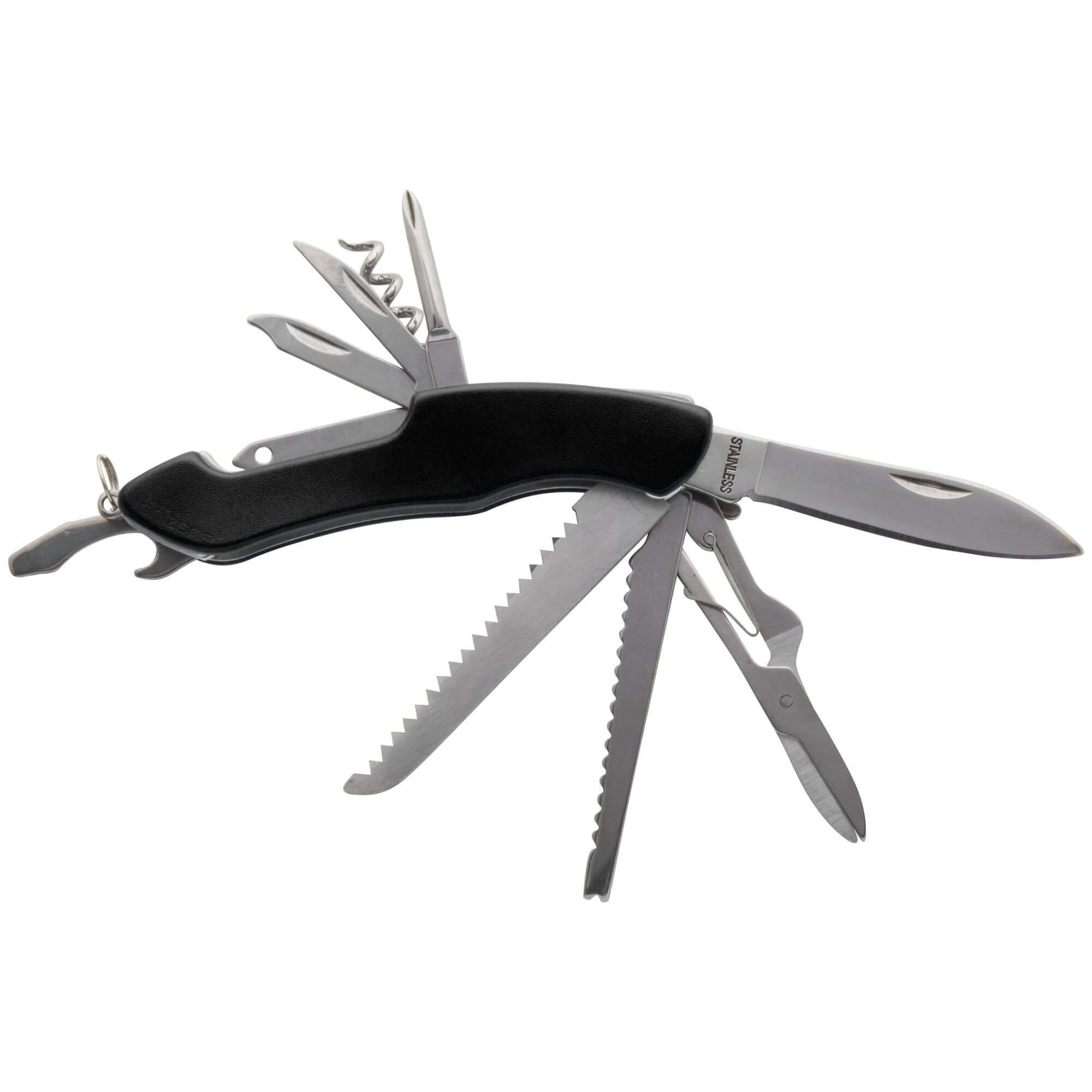 Multifunktions-Taschenmesser 30×101×15mm mit 12 Funktionen Taschenmesser Edelstahl Griffe aus Aluminium Schwarz