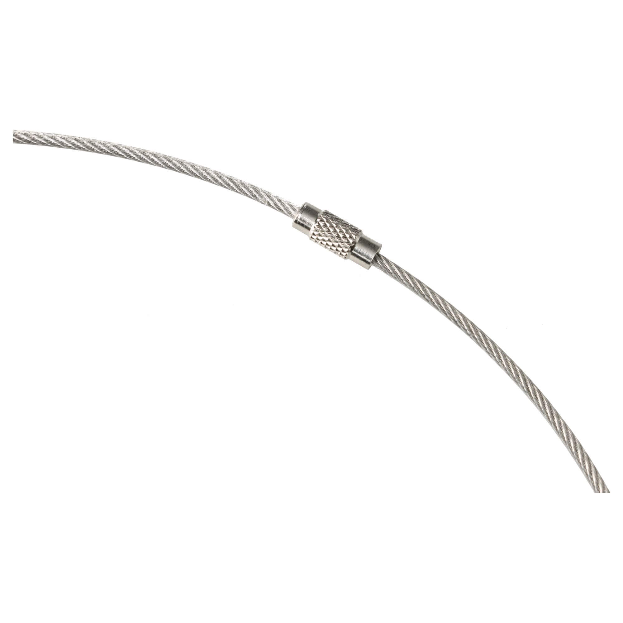 Cuerda metálica para encuadernación de muestrarios Ø200mm 1mm/2mm x 630mm acero inoxidable funda de PVC transparente