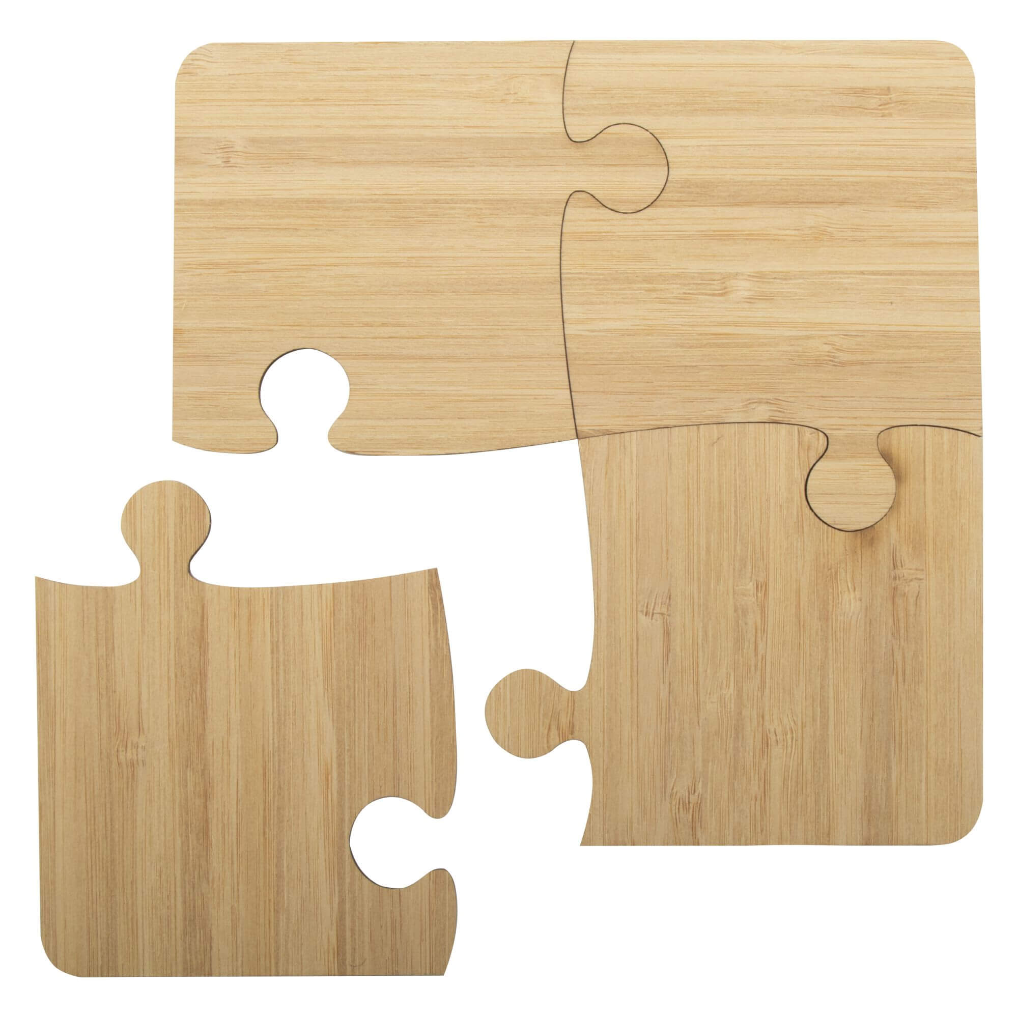 Untersetzer Bierdeckel 4-teilig Puzzle 180×180×3mm aus Bambus Holz