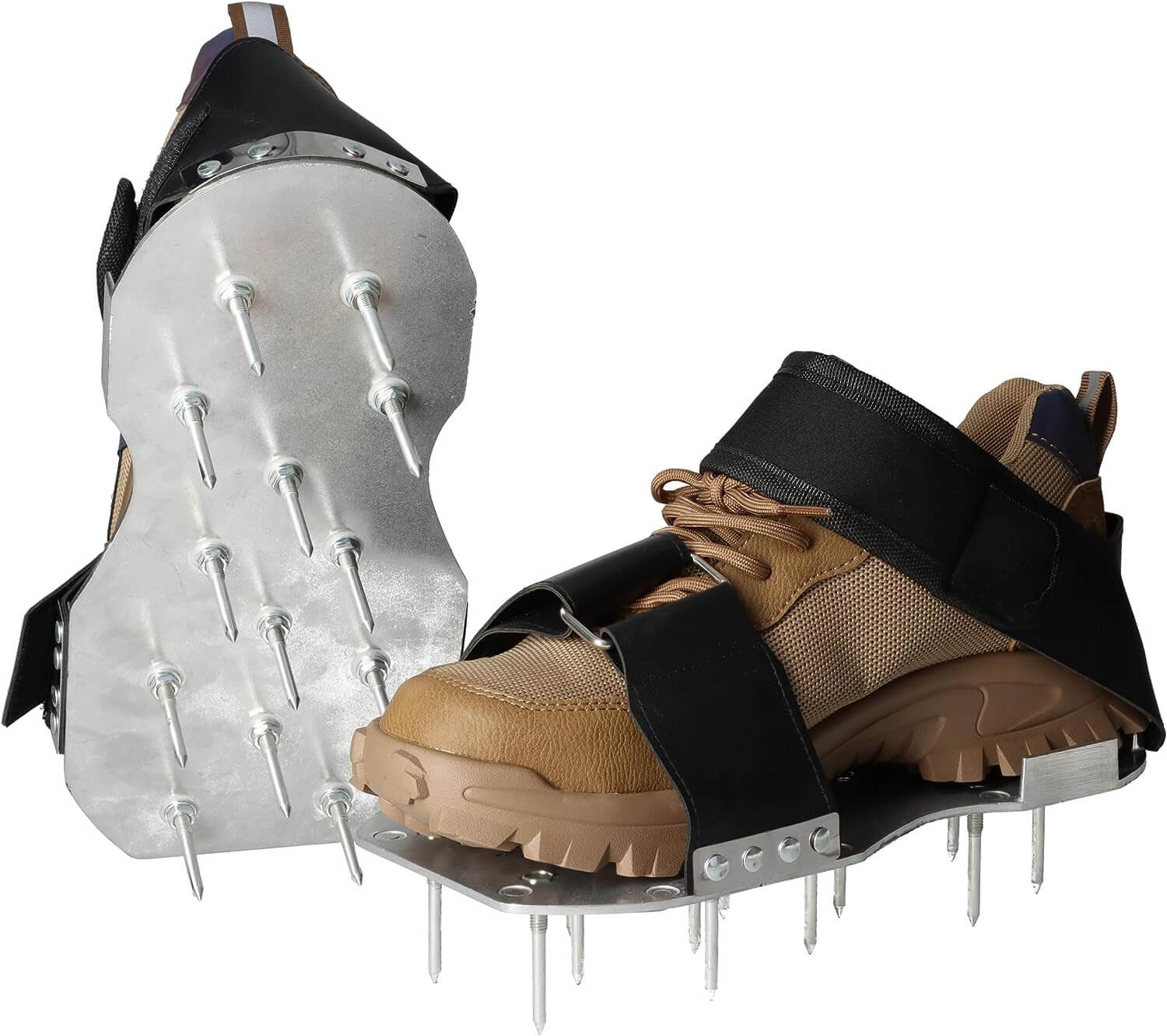 Zapatos para aireador de césped Zapatos para clavos con suela de velcro de acero - Para aireación de césped - Clavos de 50mm y 35mm para aireador de césped