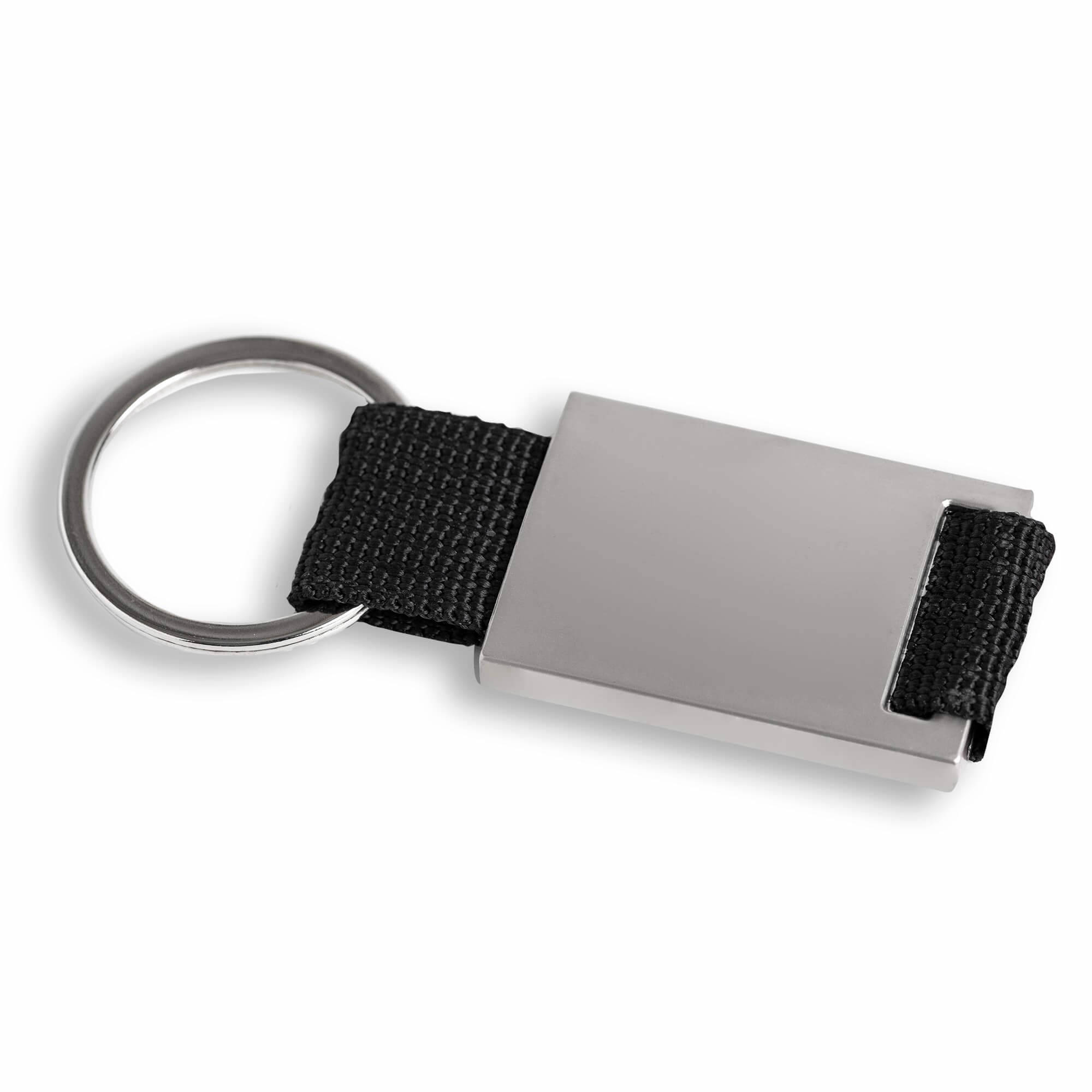 Nyckelring LOKI 85mm x 28mm med PP-band svart inkl. nyckelring platt 32mm