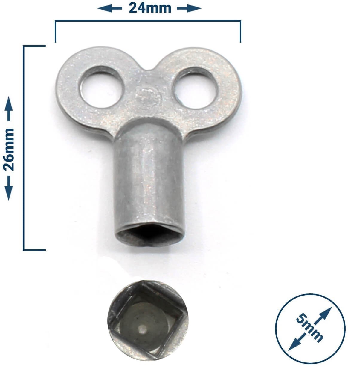 Heizungsentlüftungsschlüssel 5mm (1 Stück) Zinkdruckguss unbehandelt Heizungsentlüfter Schlüssel